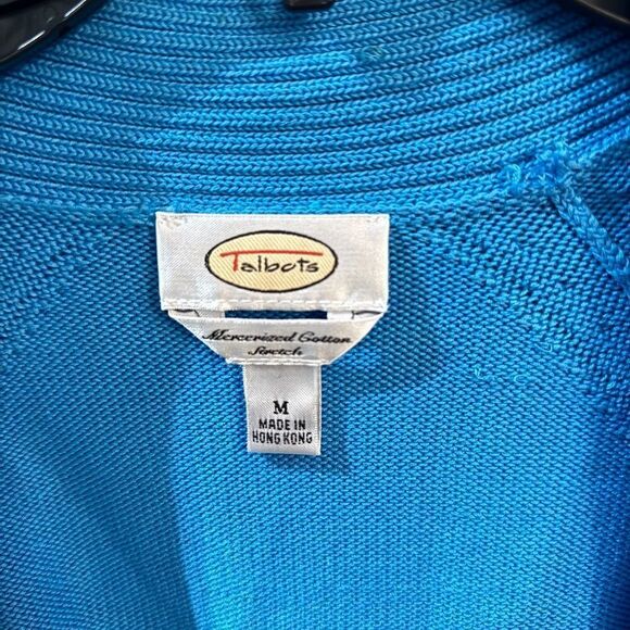 Talbots Mercerized Cotton Open Cardigan Sweater Women's Medium Blue - Picture 5 of 10